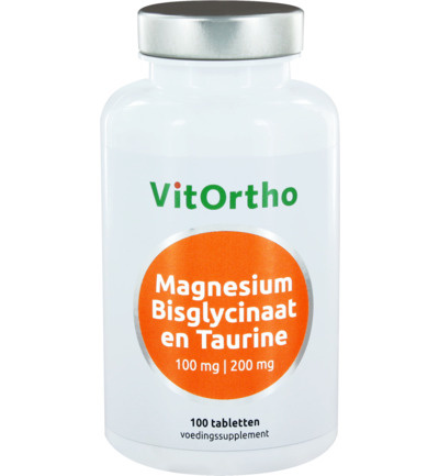 VitOrtho VitOrtho Magnesium bisglycinaat 100 mg en taurine 200 mg (100 tab)