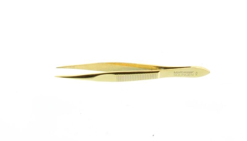 Malteser Pincet 8 cm verguld spits 424-G (1 stuks)