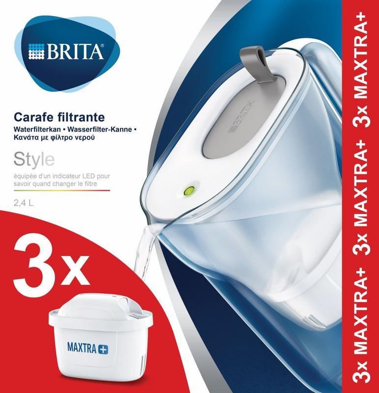 Brita Brita Waterfilterbundel Style cool grey + 3 maxtra filt (1 st)