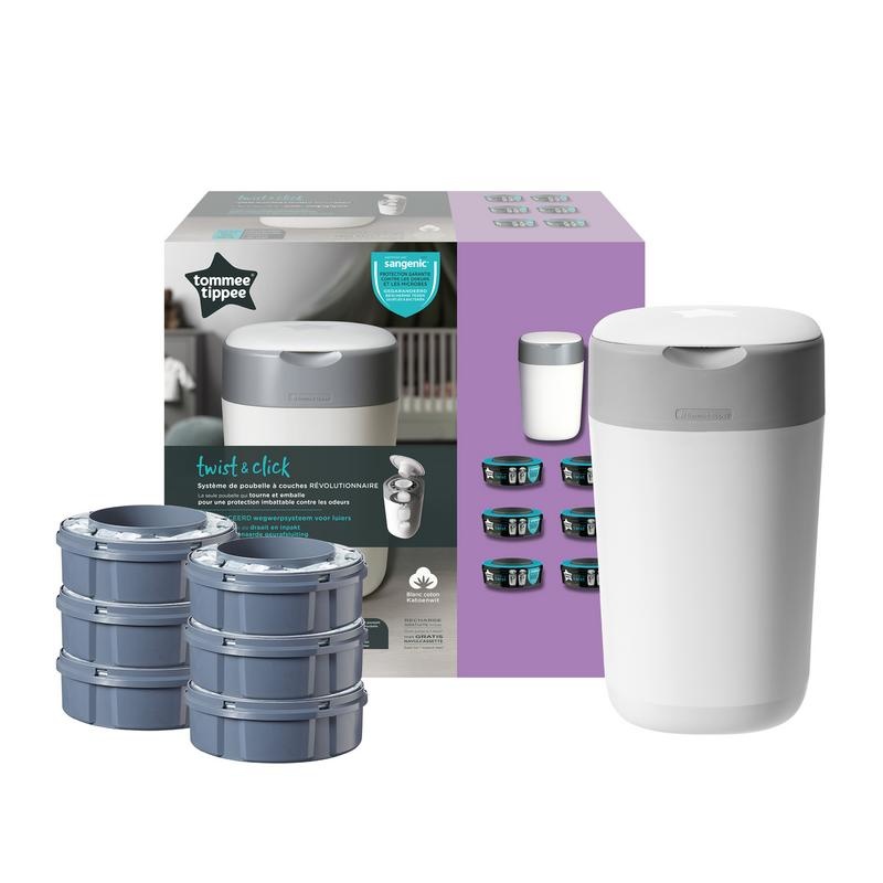 Tommee Tippee Tommee Tippee Sangenic startpakket twist & click wit + 6 navul (1 Set)