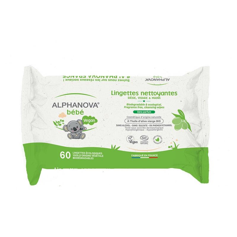 Alphanova Baby Alphanova Baby Baby natural wipes gevoelige huid 3 x 60 (180 st)