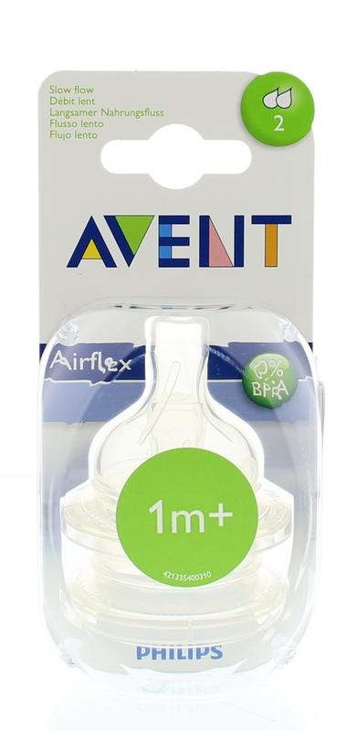 Avent Speen silicoon langzaam slow flow 2 druppels 1+ ma (2 st)
