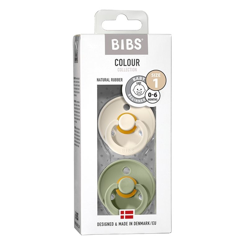 Bibs Bibs Fopspeen maat 1 - ivory/sage 2pack (2 st)