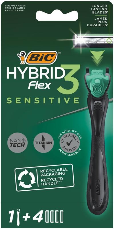 BIC Flex 3 hybrid shaver sensitive leaf bl 4 (4 stuks)
