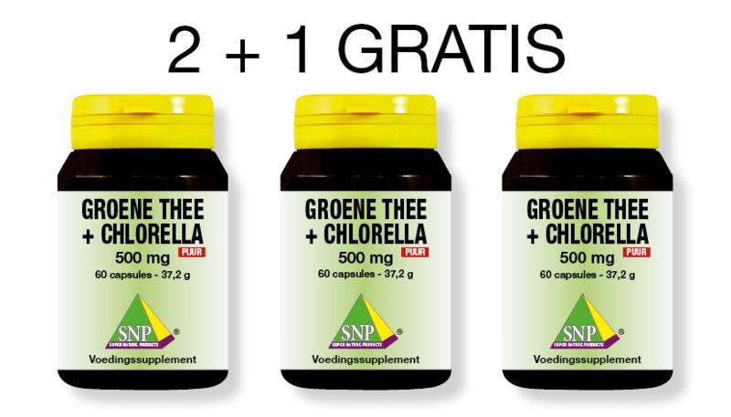SNP SNP Groene thee chlorella 500 mg 2 + 1 (180 caps)