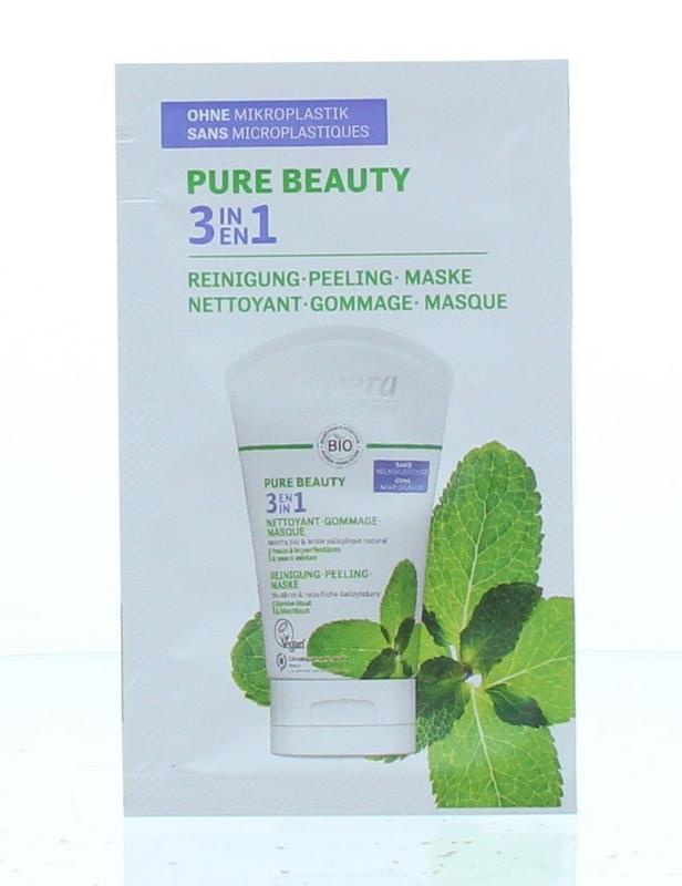 Lavera Lavera Pure beauty 3-in-1 reiniger peeling mask sample bi (3 ml)