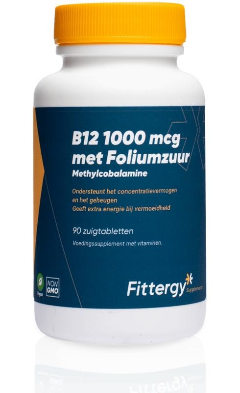 Fittergy Fittergy B12 1000mcg methylcobalamine (90 Zuigtab)