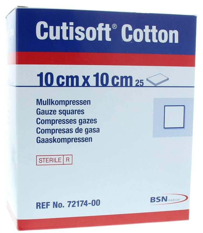 Cutisoft Cotton steriel 10 x 10 cm (25 stuks)