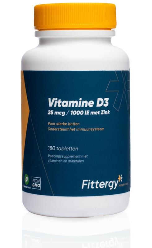 Fittergy Fittergy Vitamine D3 25mcg met zink (180 tab)