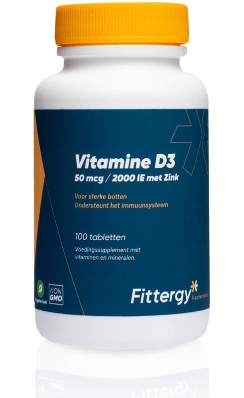 Fittergy Fittergy Vitamine D3 50mcg met zink (100 tab)