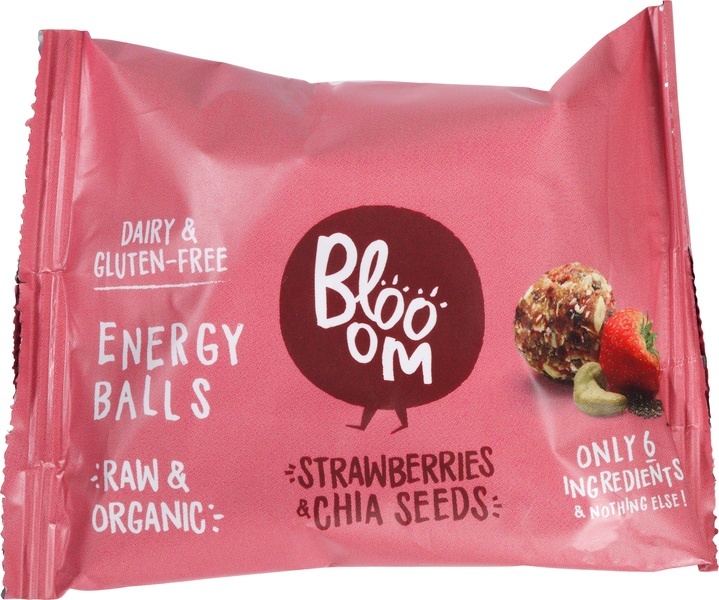 Blooom Blooom Energiebal aardbeien & chia zaad bio (32 gr)