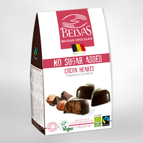 Belvas Belvas Choco hart hazelnoot praline bio (100 gr)