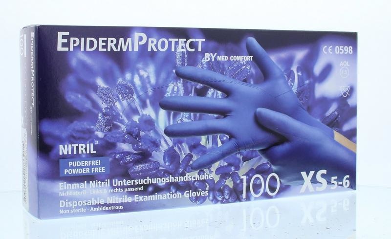 Epidermprotect Epidermprotect Nitriel onderzoekhandschoen poedervrij XS blauw (100 st)