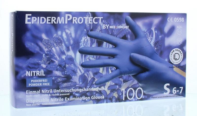 Epidermprotect Epidermprotect Nitriel onderzoekhandschoen poedervrij S blauw (100 st)