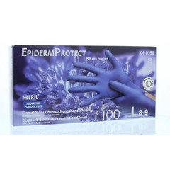 Epidermprotect Nitriel onderzoekhandschoen poedervrij L blauw (100 st)