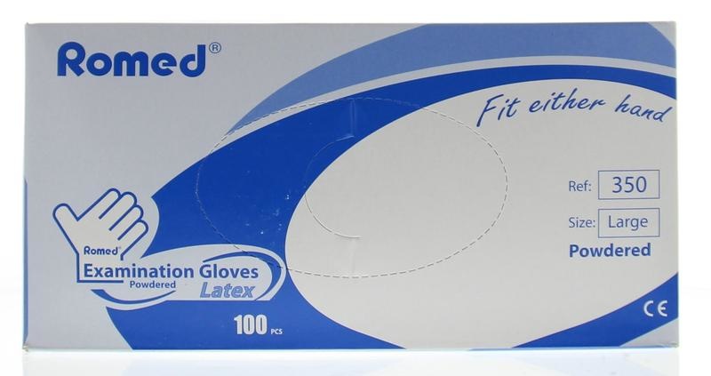 Romed Romed Latex handschoen niet steriel gepoederd L (100 st)