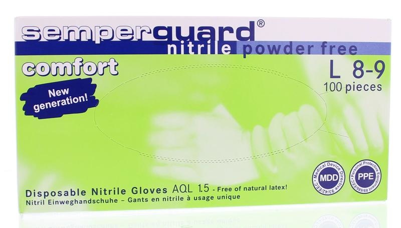 Semperguard Handschoen nitril poedervrij L (100 stuks)