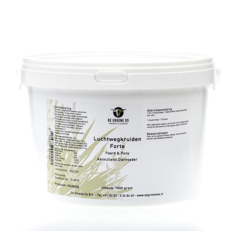 Groene Os Luchtwegkruiden forte paard/pony (1 kilogram) Groene Os Luchtwegkruiden forte paard/pony (1 kilogram)