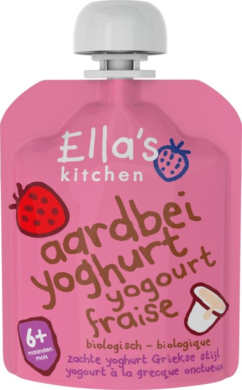 Ella's Kitchen Ella's Kitchen Aardbei yoghurt griekse stijl 6+ maanden bio (90 gr)