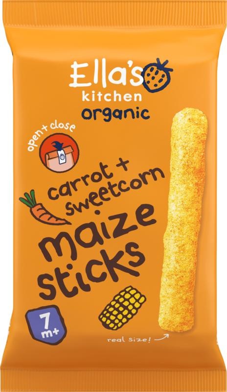 Ella's Kitchen Ella's Kitchen Maize sticks carrot sweetcorn 7+ maanden bio (16 gr)