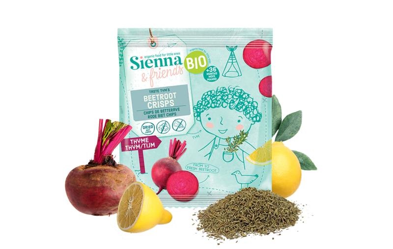 Sienna & Friends Sienna & Friends Chips van rode biet & tijm bio (15 gr)