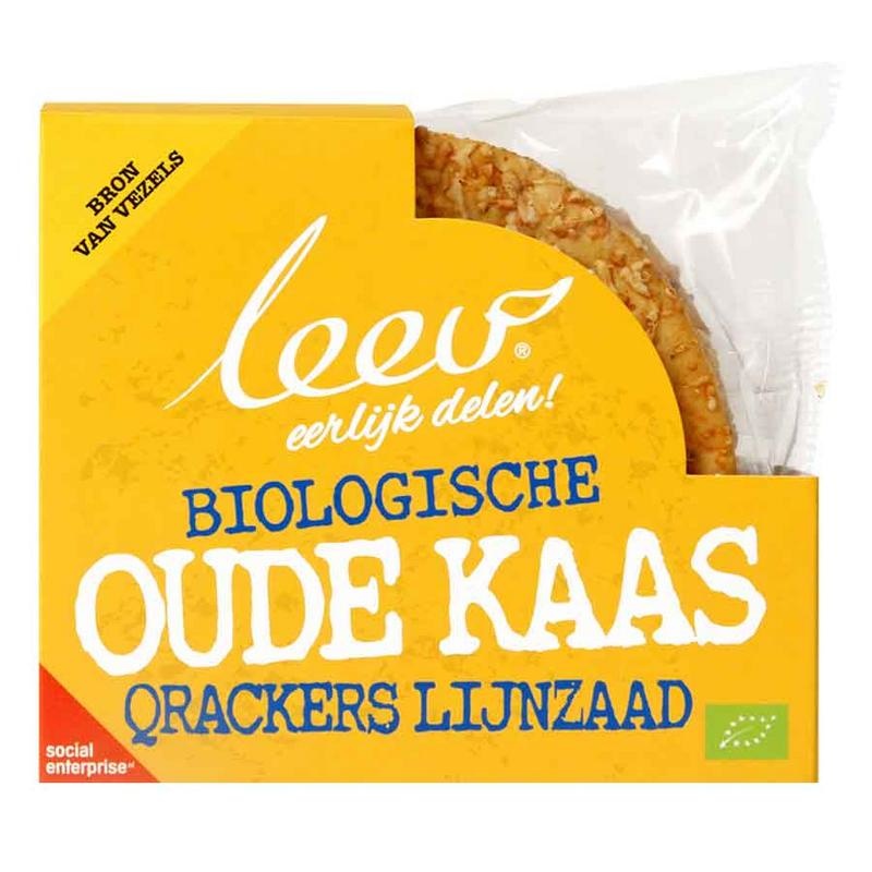 Leev Oude kaas qrackers lijnzaad bio (140 gram)