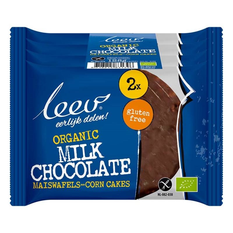 Leev Maiswafel chocolade melk bio (4 X 34 gram)