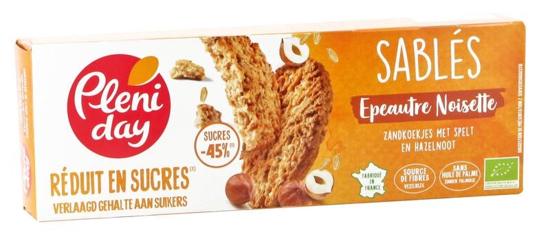 Pleniday Pleniday Zandkoekjes spelt en hazelnoot minder suiker bio (150 gr)