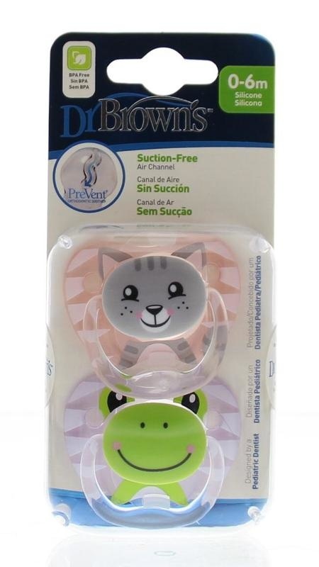 Dr Brown's Dr Brown's Fopspeen prevent animal faces F1 roze (2 st)