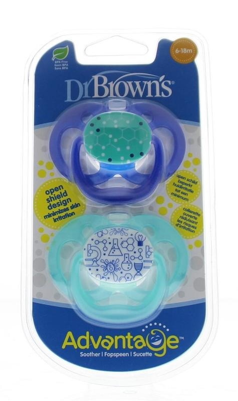 Dr Brown's Dr Brown's Fopspeen advantage fase 2 blauw (2 st)