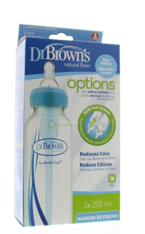 Dr Brown's Dr Brown's Standaardfles 250ml duo blauw options (2 st)