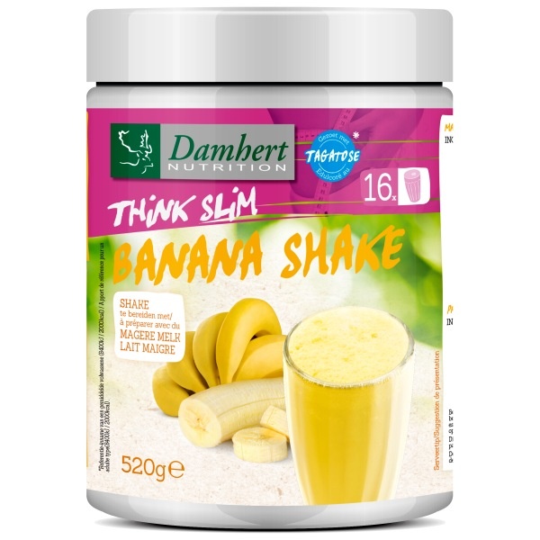 Damhert Think slim maaltijdshake banaan met tagatose (520 Gram)