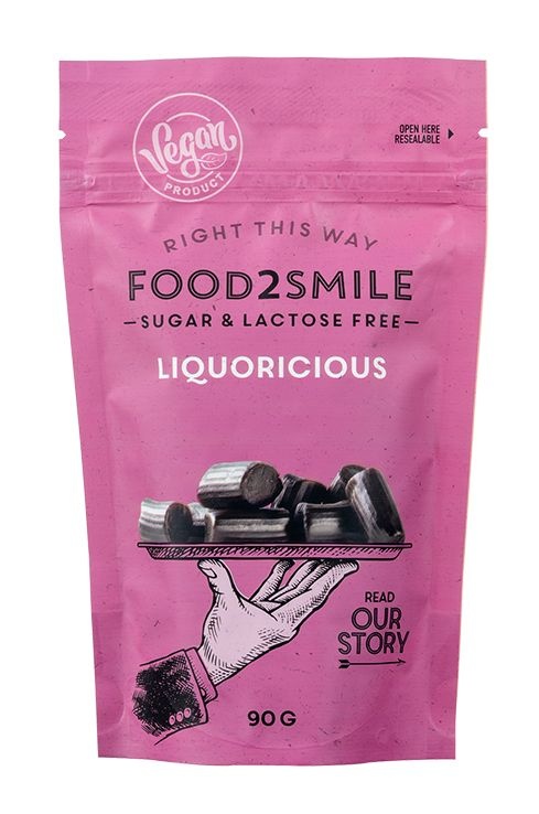 Food2Smile Food2Smile Liquoricious suikervrij glutenvrij lactosevrij (90 gr)