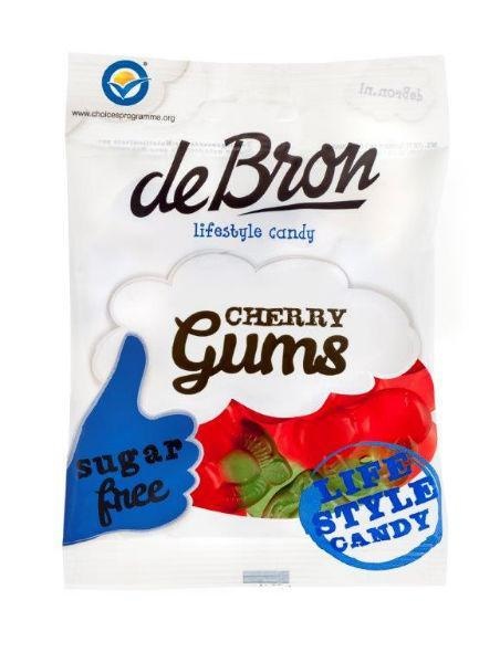 De Bron De Bron Kersen gums/cherry gums suikervrij (90 gr)