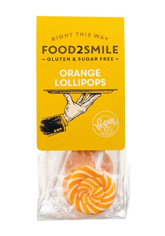 Food2Smile Food2Smile Orange lollipops suikervrij glutenvrij lactosevrij (5 st)