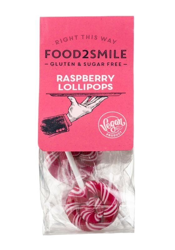 Food2Smile Food2Smile Raspberry lollipops suiker- gluten- lactosevrij (5 st)