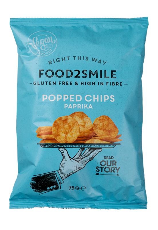 Food2Smile Popped chips paprika glutenvrij lactosevrij (75 Gram) Food2Smile Popped chips paprika glutenvrij lactosevrij (75 Gram)