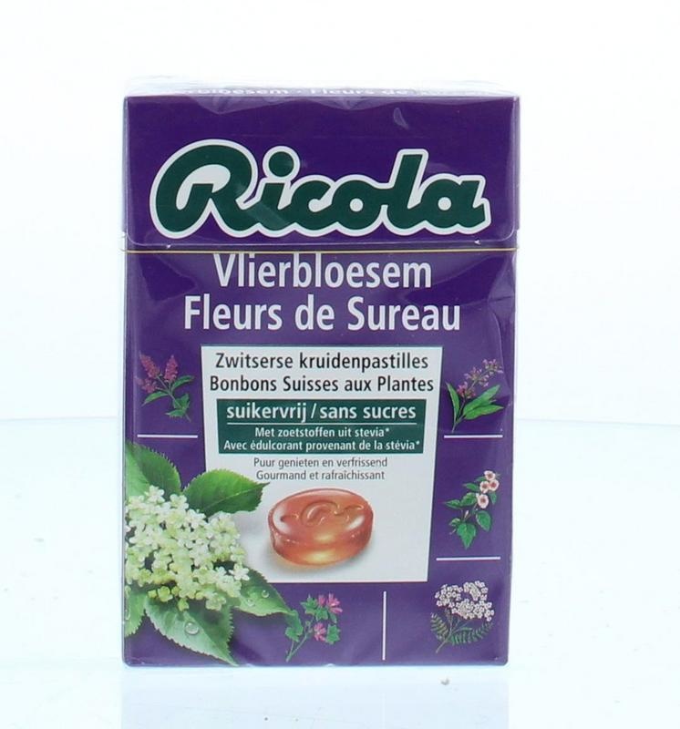 Ricola Vlierbloesem suikervrij (50 Gram) Ricola Vlierbloesem suikervrij (50 Gram)
