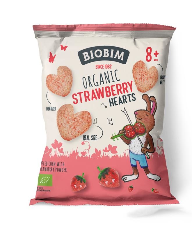 Biobim Biobim Strawberry hearts 8+ maanden bio (20 gr)