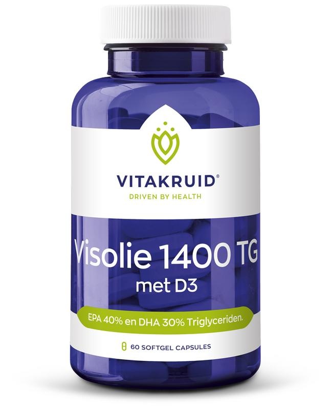 Vitakruid Vitakruid Visolie 1400 met D3 Triglyceriden EPA 40% DHA 30% (60 Softgels)