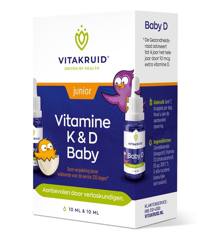 Vitakruid Vitakruid Vitamine K & D baby druppels 10ml (20 ml)