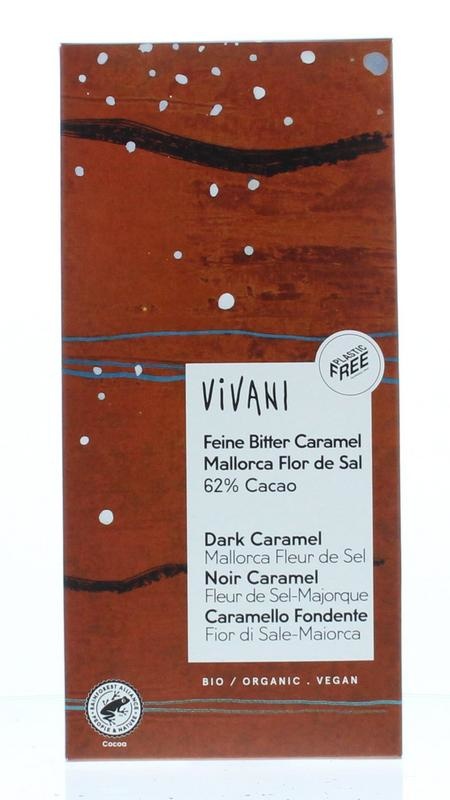 Vivani Vivani Dark caramel Mallorca fleur de sel 62% cacao bio (80 gr)