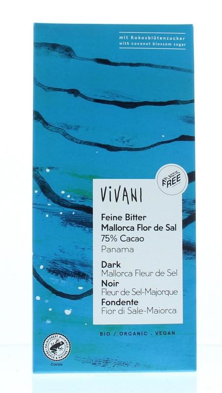 Vivani Vivani Dark 75% Panama cocoa Mallorca fleur de sel bio (80 gr)