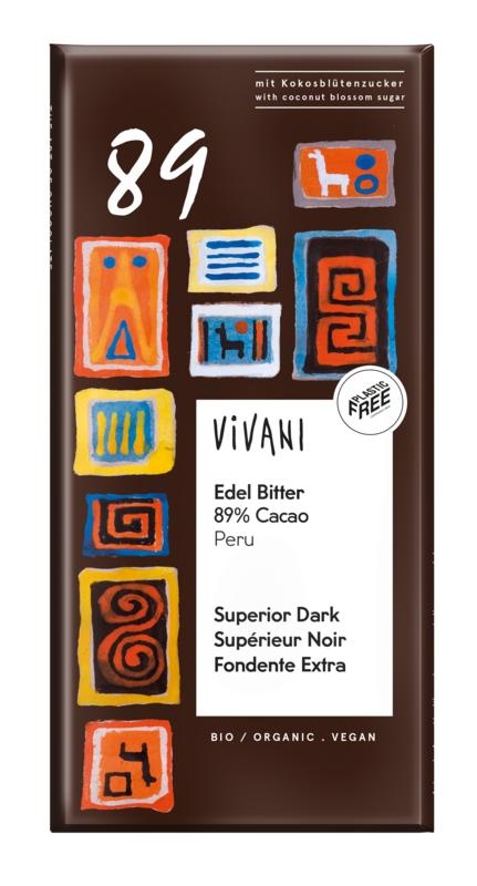 Vivani Vivani Chocolade puur superieur 89% Peru bio (80 gr)