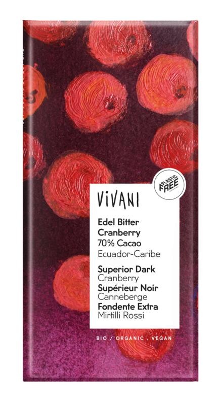 Vivani Vivani Chocolade puur superieur cranberry Ecuador bio (100 gr)