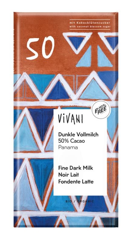 Vivani Vivani Chocolade melk donker 50% Panama bio (80 gr)