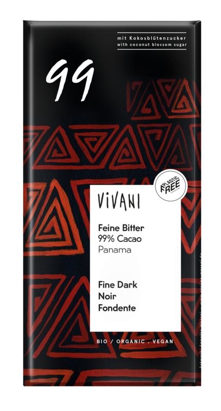 Vivani Vivani Chocolade puur delicaat 99% Panama bio (80 gr)