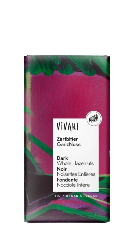 Vivani Vivani Chocolade puur met hele hazelnoten bio (100 gr)