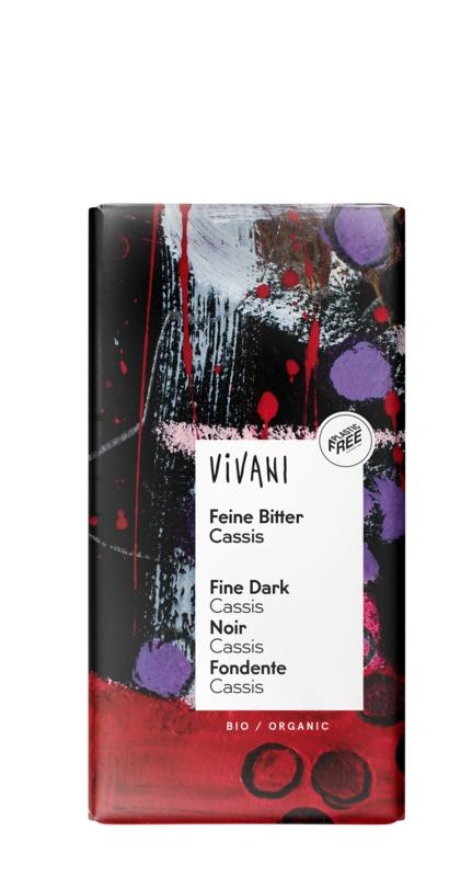 Vivani Vivani Chocolade puur met cassis bio (100 gr)