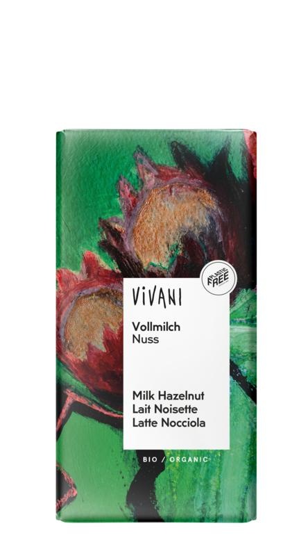 Vivani Vivani Chocolade melk met hazelnoten bio (100 gr)